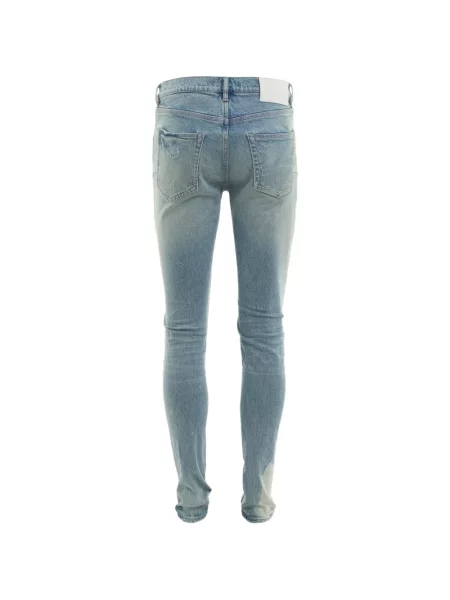 Skinny jeansy skinny Purple Brand w kratę niebieskie