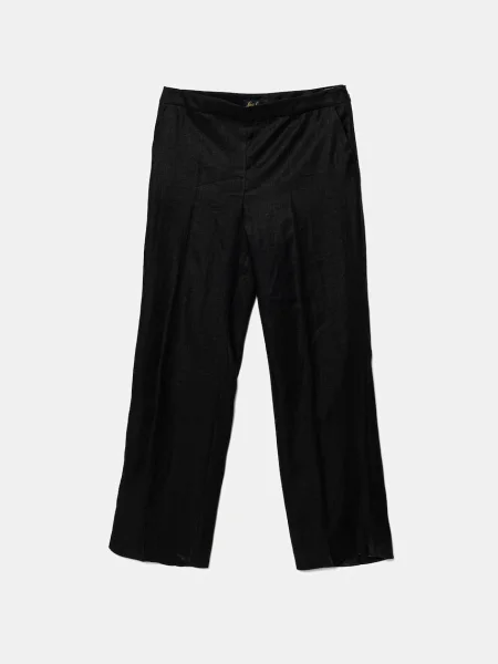 Luisa Spagnoli pantaloni din in lat medium waist negru