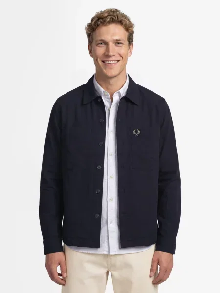 Fred Perry kurtka koszulowa Mężczyźni jednolity M niebieski