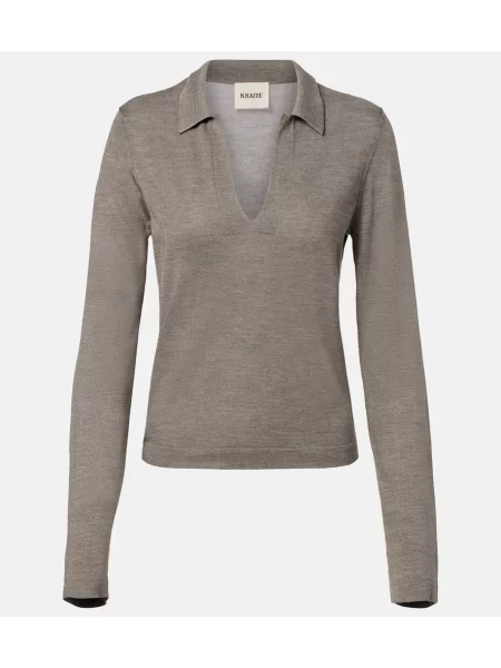 Hedvábný svetr Khaite šedý