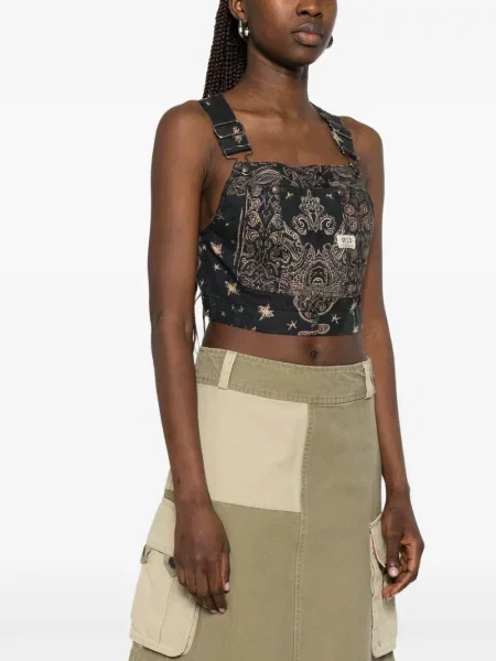 Top R13 z nadrukiem z wzorem paisley czarny