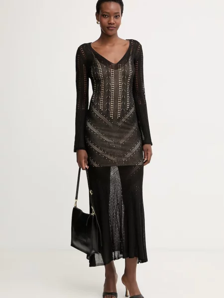 Twinset rochie tricotată cu vâscoză negru