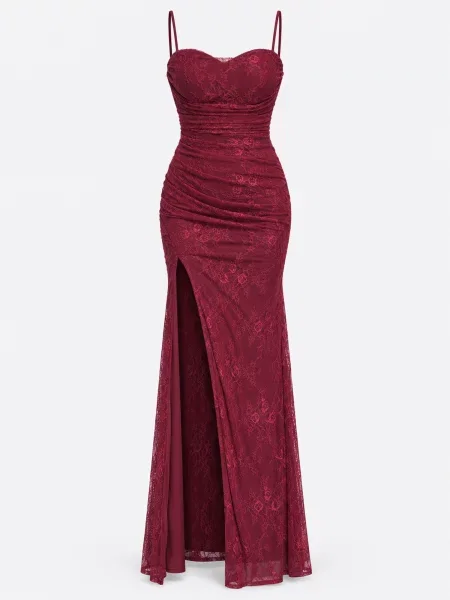 Ombre Společenské šaty burgundská červeň
