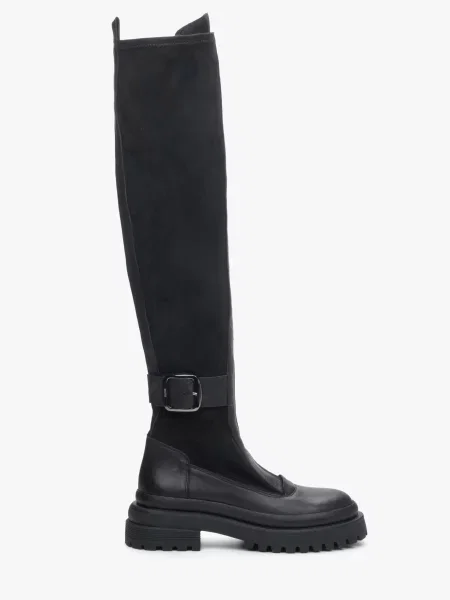 Кожаные сапоги Estro черные