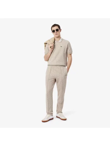 Lacoste Spodnie Dresowe Z Monogramem Paris beżowy
