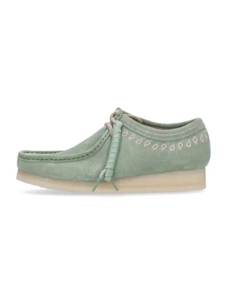 Półbuty Clarks zamszowe zielone