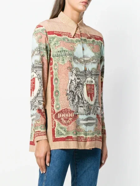 Dlouhá košile s dlouhým rukávem Jean Paul Gaultier Pre-owned s potiskem s dlouhými rukávy hnědá