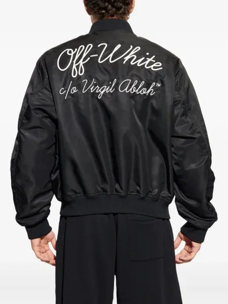 Geacă bomber Off-white cu broderie alb