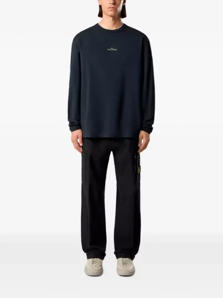 Lung tricou Stone Island cu imagine albastru