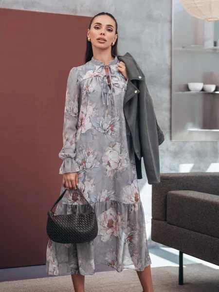 Шифоновое платье Dressa серое