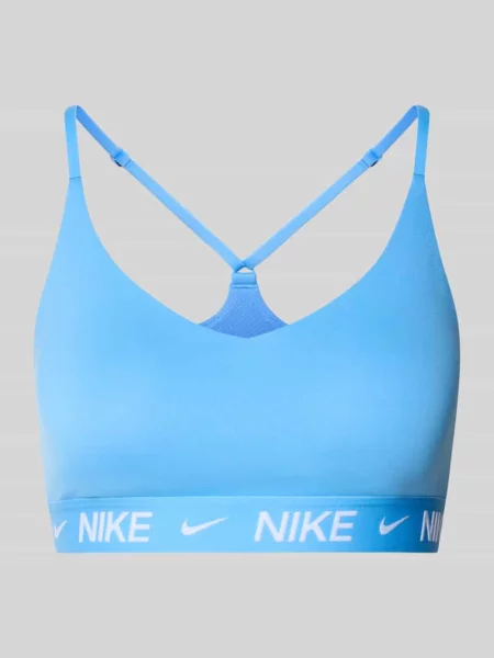 Biustonosz sportowy o kroju slim fit z detal z logo model Indy' Nike Training niebieski