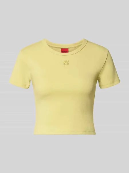 T-shirt o kroju slim fit z mieszanki bawełny model DELANOR' Hugo beżowa