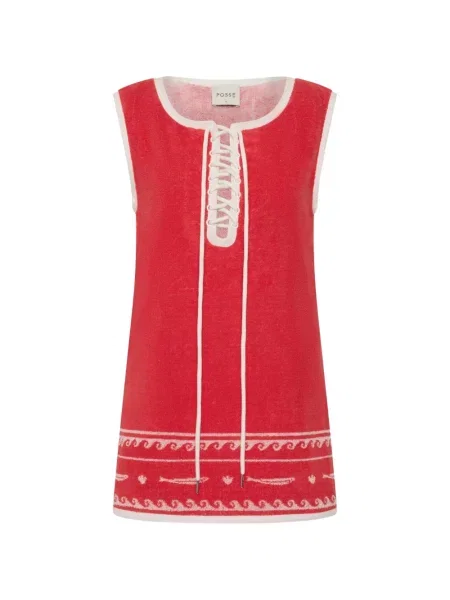 Rochie Posse cu șireturi din dantelă roșu