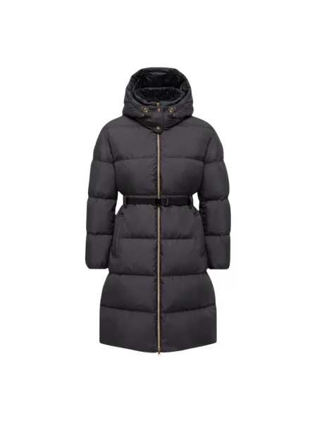 Kurtka skórzana Moncler z kapturem czarna