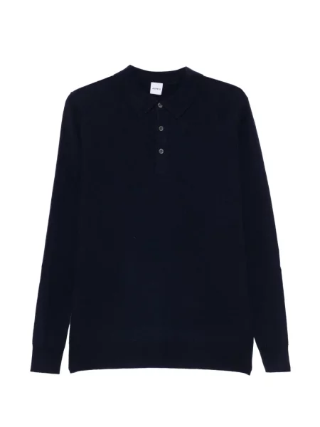 Tricou polo Aspesi din cașmir albastru