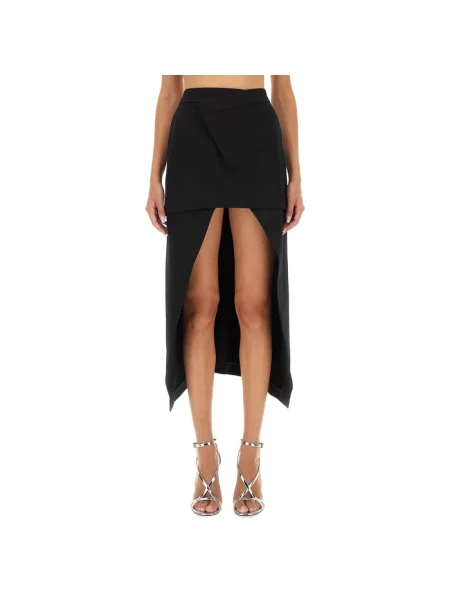 Spódnica midi Alexander Mcqueen wełniana czarna