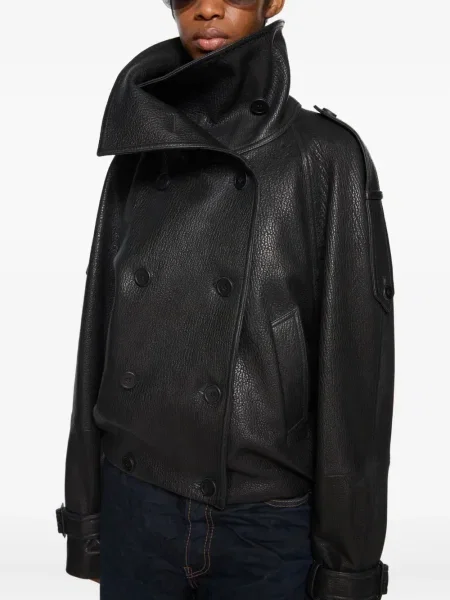 Geanta de piele Acne Studios cu două rânduri de nasturi negru