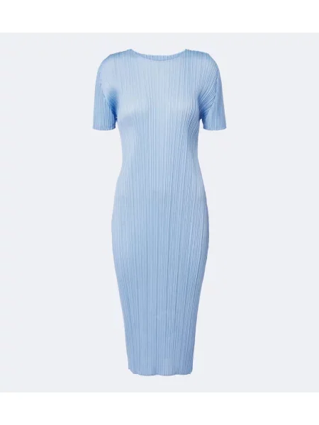Rochie midi Pleats Please Issey Miyake albastru