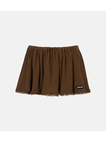 Čipkasto krilo Miu Miu s čipko rjava