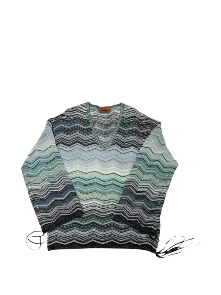 Тениска Missoni с V-образно деколте синьо