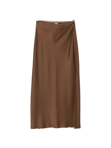 Fusta maxi Brunello Cucinelli din satin maro