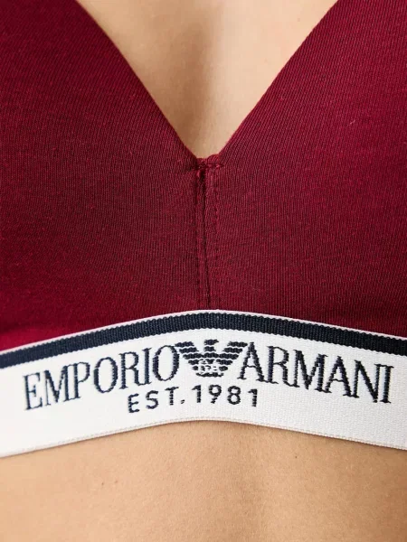 Сутиен с триъгълни чашки Emporio Armani с автограф червено