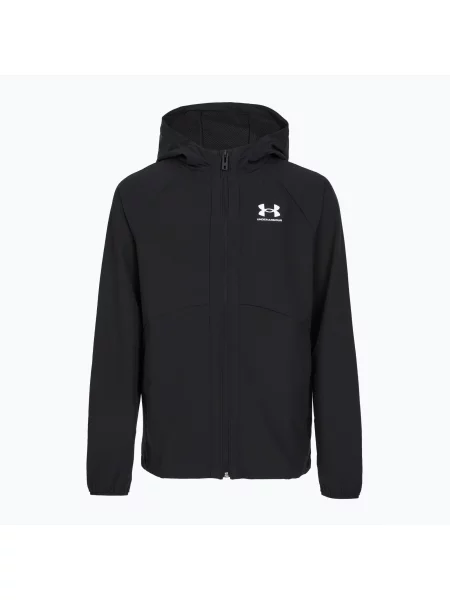 Gyerek sportdzseki Under Armour Vibe Woven Windbreaker Jacket fekete/fehér Vibe Woven Windbreaker fehér