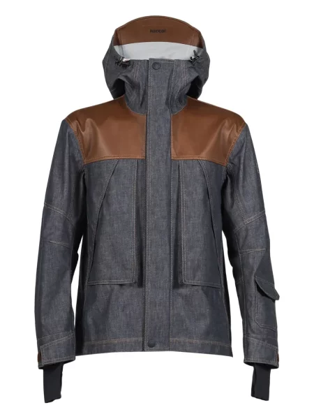 Geacă Moncler Grenoble cu glugă albastru