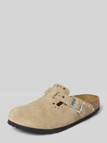 Kapcie Birkenstock skórzane beżowe