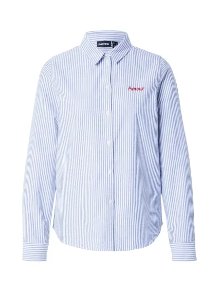 PIECES Bluză PCIRENE albastru / roșu alb