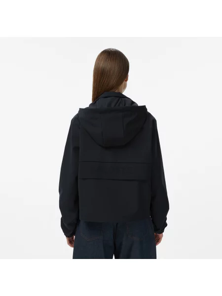 Lacoste Kurtka Przeciwdeszczowa Z Kapturem Z Nadrukiem Regular Fit czarna