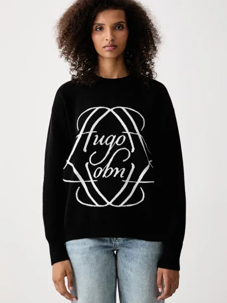 HUGO Pulover Siennale Oversize negru
