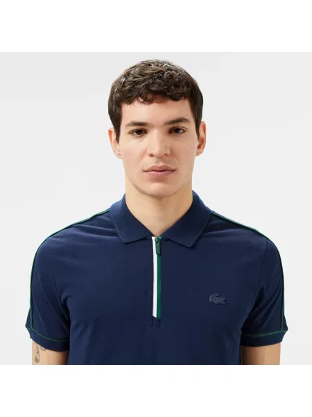 Lacoste Koszulka Polo Half Zip Slim Fit granatowa