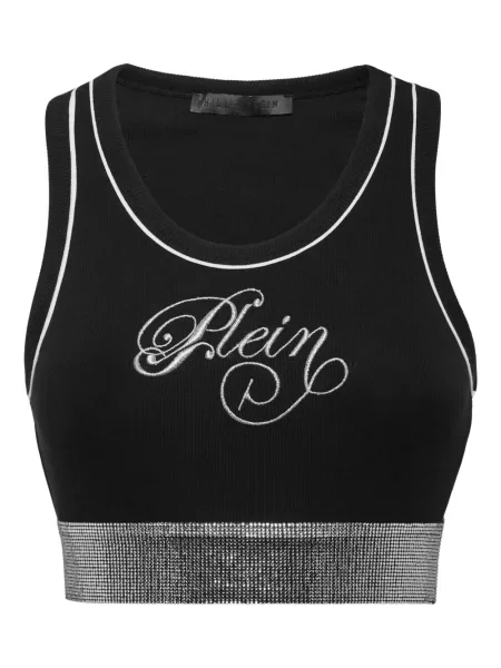 Top Philipp Plein cu broderie tricotate negru