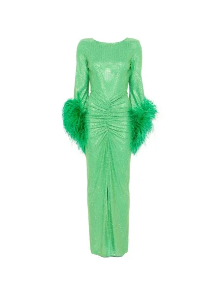 Rochie maxi Miron cu pene verde