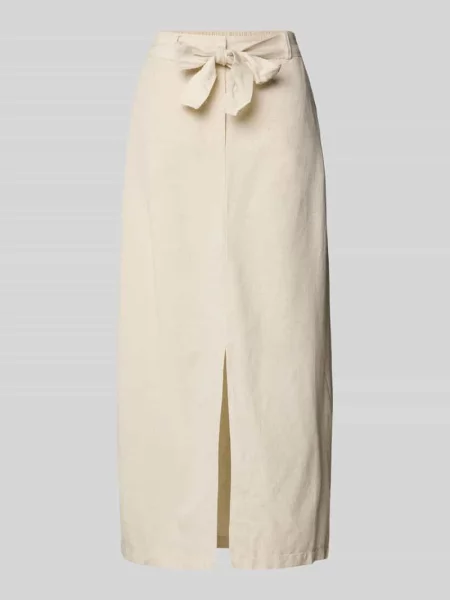 Spódnica midi z rozcięciem i wiązanym model ‘PRISILLA’ Vila beżowa