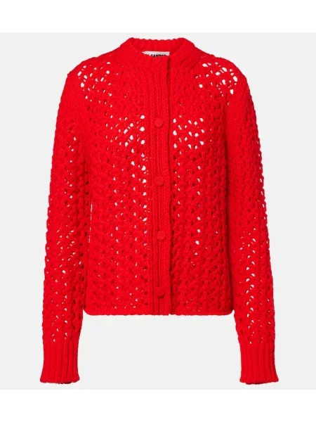 Cardigan Jil Sander de lână roșu