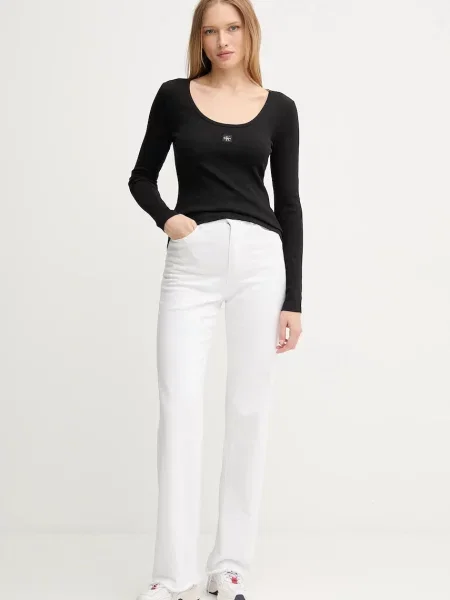 Calvin Klein Jeans tričko s dlhým rukávom dámske s elastanom čierna
