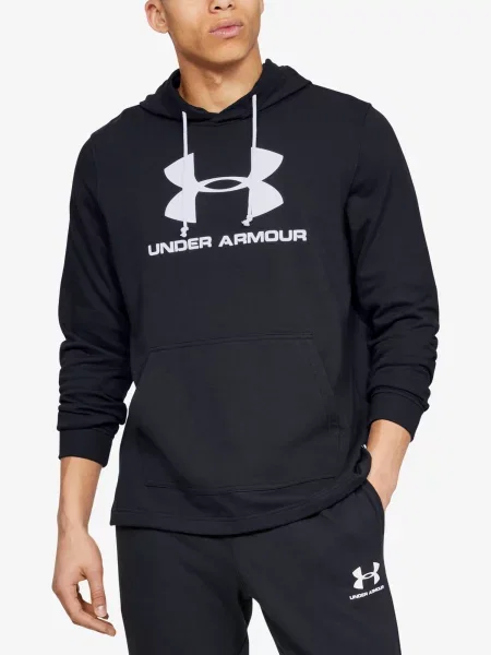 Tricou Under Armour din material terry cu autograf negru