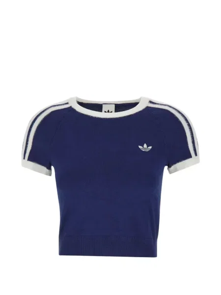 Πλεκτή τρέξιμο ριγέ μπλούζα Adidas καφέ