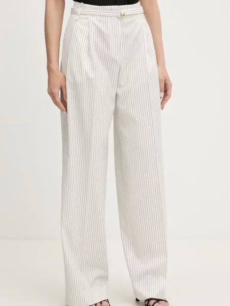 HUGO spodnie garniturowe z wiskozą Hejuly białe