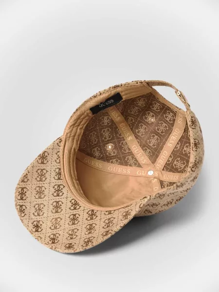 Czapka z daszkiem z nadrukiem z logo na całej powierzchni model Katya' Guess brązowa