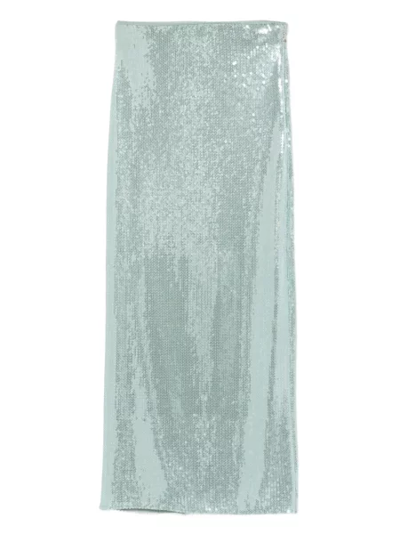 Fustă midi Patrizia Pepe cu paiete din tul până la genunchi albastru