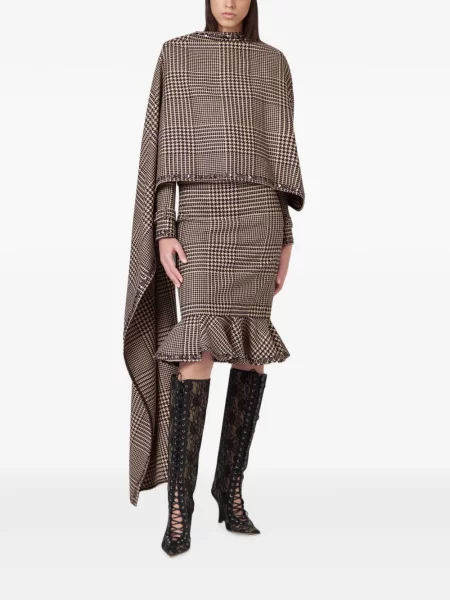 Μίντι φούστα Giuseppe Di Morabito με βολάν houndstooth καφέ