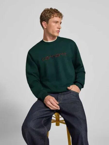 Bluza o kroju regular fit z mieszanki bawełny z wyhaftowanym logo Carhartt Wip zielona