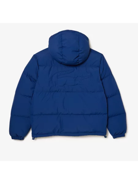 Lacoste Pikowana Wodoodporna Krótka Kurtka niebieska