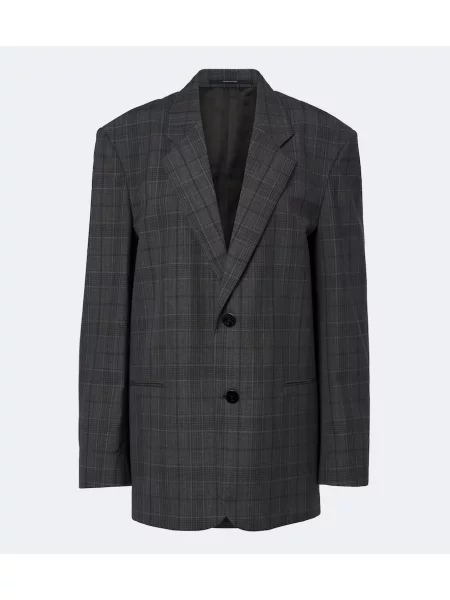 Sacou Gucci de lână în carouri gri