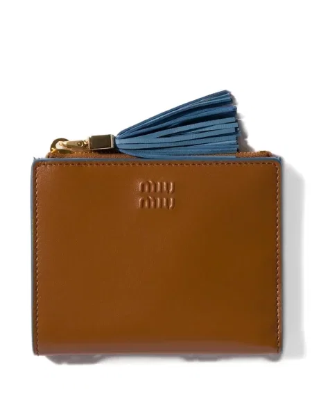 Portofel Miu Miu din piele mini maro