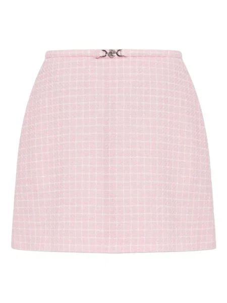 Fusta mini Versace în carouri roz