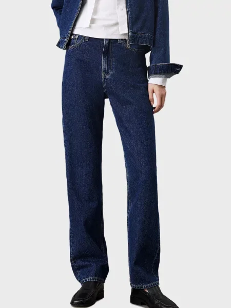 Прямые джинсы Calvin Klein Jeans с высокой посадкой синие